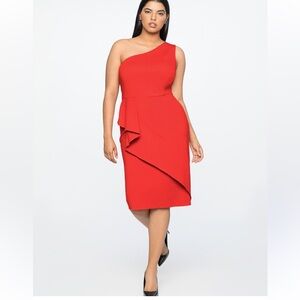 Jason Wu's X Eloquii mini dress women 18 one shoulder cocktail party event red